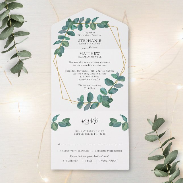 Eucalyptus Löv Elegant Geometric Bröllop (Skapare uppladdad)