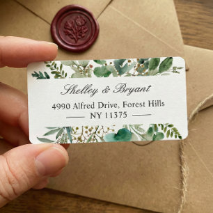 Eucalyptus Löv Elegant Greenery Address Label Adressetikett