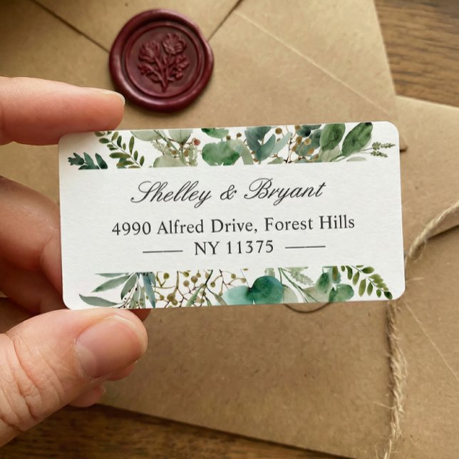 Eucalyptus Löv Elegant Greenery Address Label Adressetikett (Skapare uppladdad)