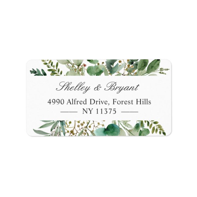 Eucalyptus Löv Elegant Greenery Address Label Adressetikett (Framsidan)