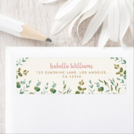 Eucalyptus Löv Girl Baby Shower Returadress Etikett