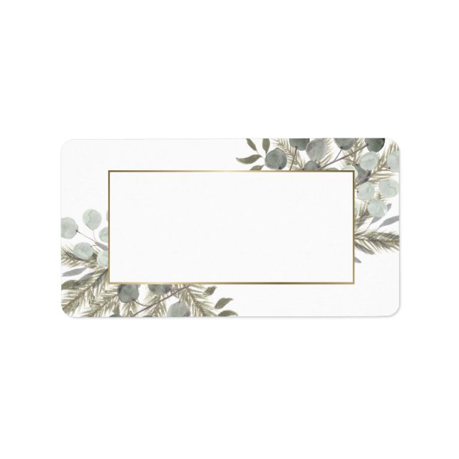 Eucalyptus Löv & Gräs Blank DIY Skriv ut Adress Adressetikett (Framsidan)