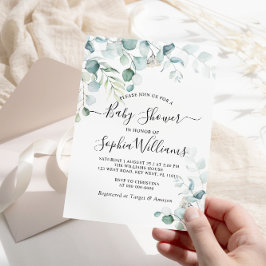 Eucalyptus Löv Greenery Baby Shower-inbjudan Inbjudningar