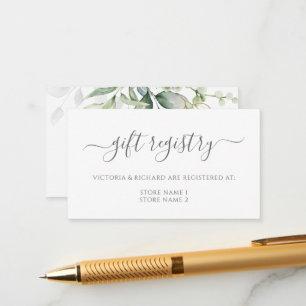 Eucalyptus Löv Greenery Bröllop Gift Registry Tilläggskort