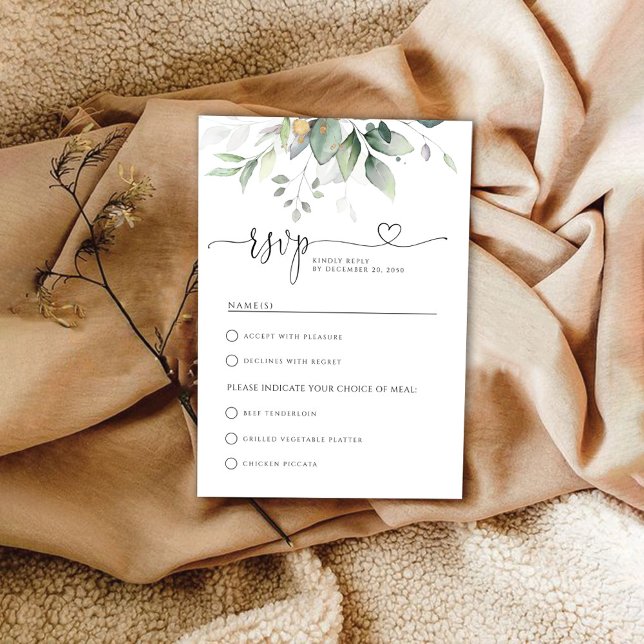 Eucalyptus Löv Greenery Bröllop OSA Card Kort (Skapare uppladdad)