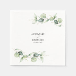 Eucalyptus Löv Greenery Bröllop Papper Pappersservett