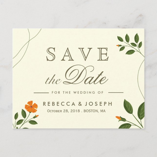 Eucalyptus Löv Greenery Bröllop spara datum Vykort (Framsida)