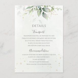 Eucalyptus Löv Greenery Guld Elegant bröllop Tilläggskort