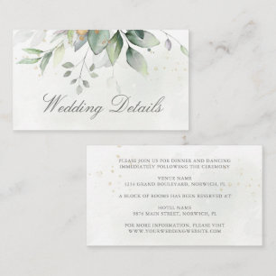 Eucalyptus Löv Greenery Guld Elegant bröllop Tilläggskort
