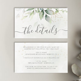 Eucalyptus Löv Greenery Guld Elegant bröllop Tilläggskort