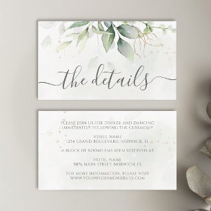 Eucalyptus Löv Greenery Guld Elegant bröllop Tilläggskort