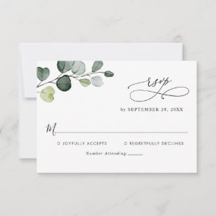 Eucalyptus Löv Greenery Monogram OSA kort