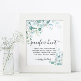 Eucalyptus Löv Greenery Nappar Hunt Game Sign Poster