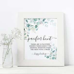 Eucalyptus Löv Greenery Nappar Hunt Game Sign Poster