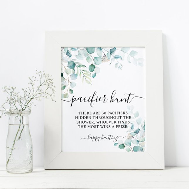 Eucalyptus Löv Greenery Nappar Hunt Game Sign Poster (Skapare uppladdad)