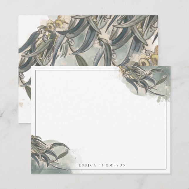 Eucalyptus Löv Greenery Note Card Anteckningskort (Fram/baksida)