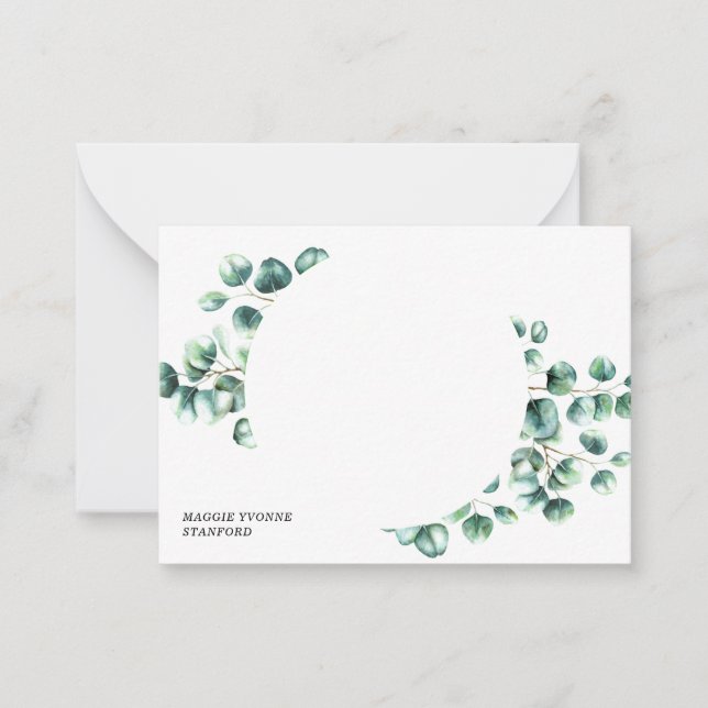 Eucalyptus Löv Greenery Personlig Note Cards Anteckningskort (Framsida)