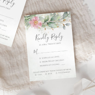 Eucalyptus Löv Greenery Rosa Blommigt Bröllop OSA Kort