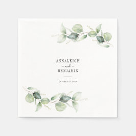 Eucalyptus Löv Greenery Wedening Reception Pappersservett