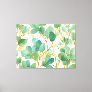 Eucalyptus Löv Grönt och Guld design Canvastryck