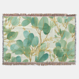 Eucalyptus Löv Grönt och Guld design Filt