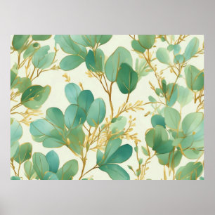 Eucalyptus Löv Grönt och Guld design Poster