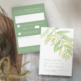 Eucalyptus löv grönt vatten bröllop OSA kort