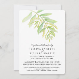 Eucalyptus löv grönt vatten bröllopsinbjudan inbjudningar