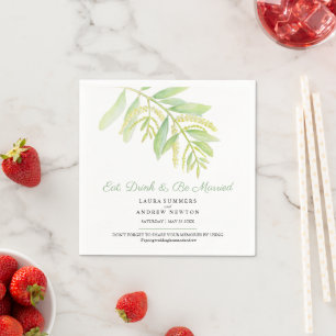 Eucalyptus löv grönt vattenfärgen bröllop pappersservett