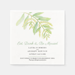 Eucalyptus löv grönt vattenfärgen bröllop pappersservett