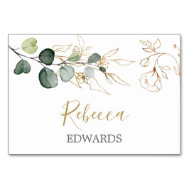 Eucalyptus Löv Guld Blommigt Plattskort Bordsnummer
