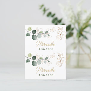 Eucalyptus Löv Guld Blommigt Plattskort Vykort