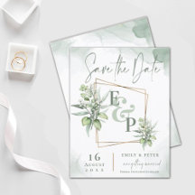Eucalyptus Löv Guld Ram Greenery Bröllop Spara