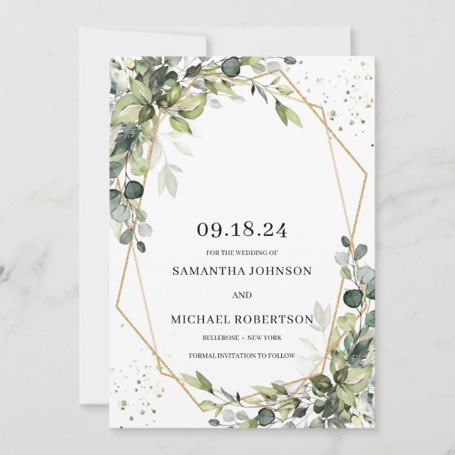 Eucalyptus löv guld spara datumet (Framsida)