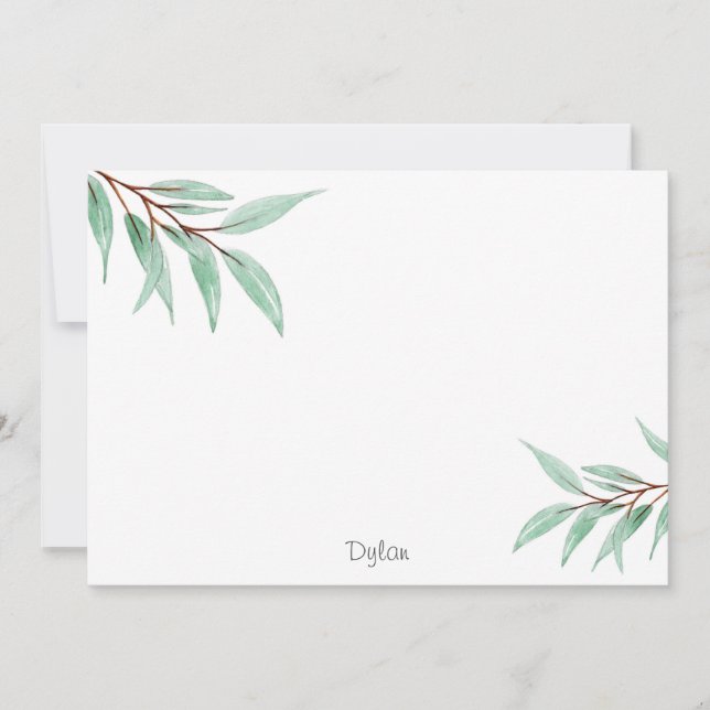 Eucalyptus Löv i vattenfärg Anteckningskort (Framsida)