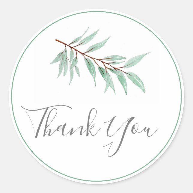 Eucalyptus Löv i vattenfärg Runt Klistermärke (Framsida)