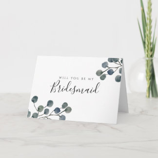 Eucalyptus Löv kommer du att bli min bridesmaid Kort