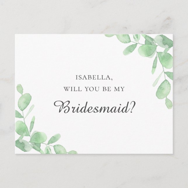 Eucalyptus löv. Kommer du att bli min brud? Vykort (Framsida)