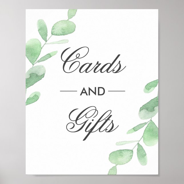 Eucalyptus löv. Kort och gåvor från bröllop Poster (Framsidan)