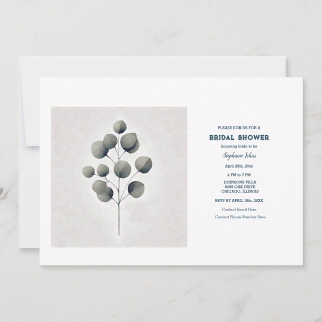 Eucalyptus Löv Löv Art Bröllop Möhippa Inbjudningar (Framsida)