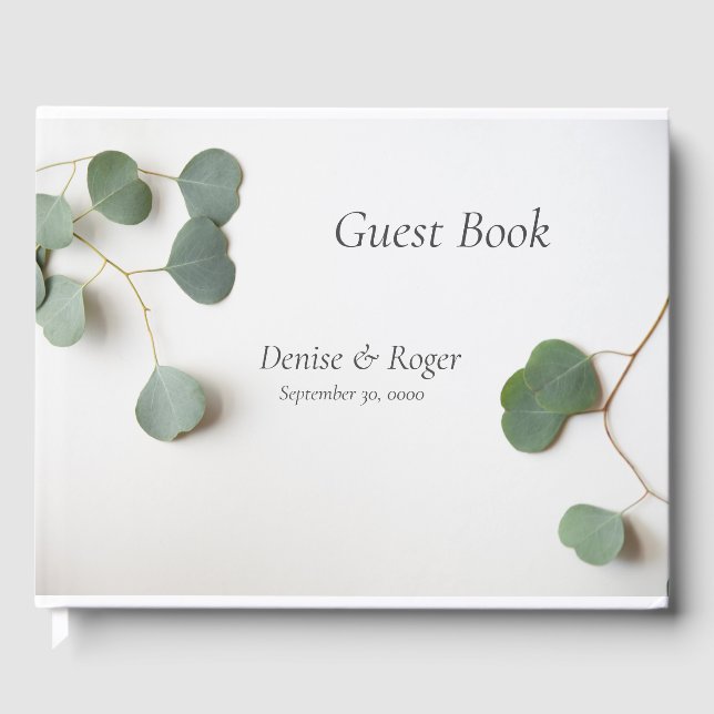 Eucalyptus löv med textutrymme gästböcker (Framsida)