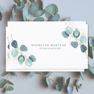 Eucalyptus Löv Modern Elegant botanik Visitkort
