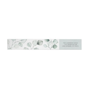 Eucalyptus Löv Mönster med minimalistisk vattenfär Etikettband