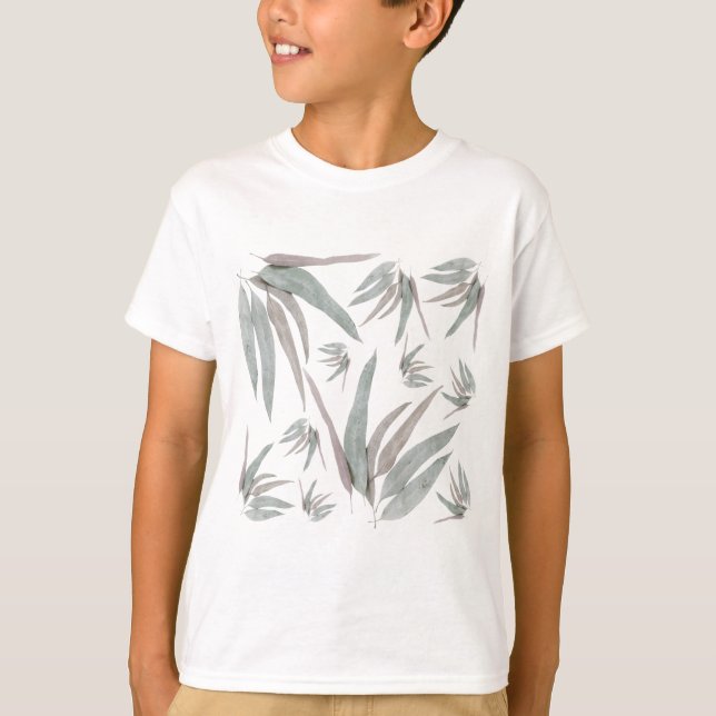 Eucalyptus Löv Mönster T Shirt (Framsida)