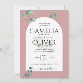 Eucalyptus Löv Overlay Arch Bröllop Inbjudningar