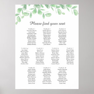 Eucalyptus löv. Poster av sittplatsplan för bröllo