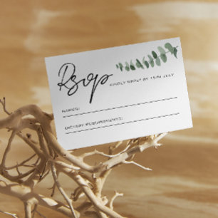 Eucalyptus Löv QR Code Bröllop OSA Anteckningskort