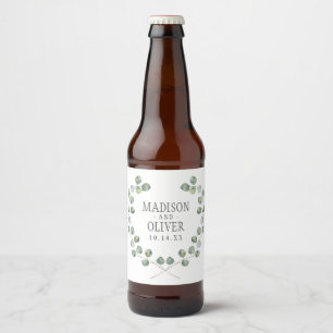 Eucalyptus Löv Ram BRÖLLOP Ölflaska Etikett