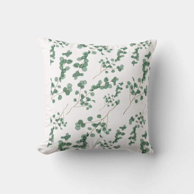 Eucalyptus Löv Seamless Mönster Art Kudde (Framsida)