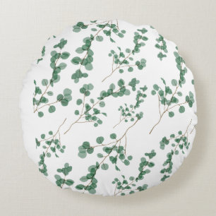 Eucalyptus Löv Seamless Mönster Art Rund Kudde